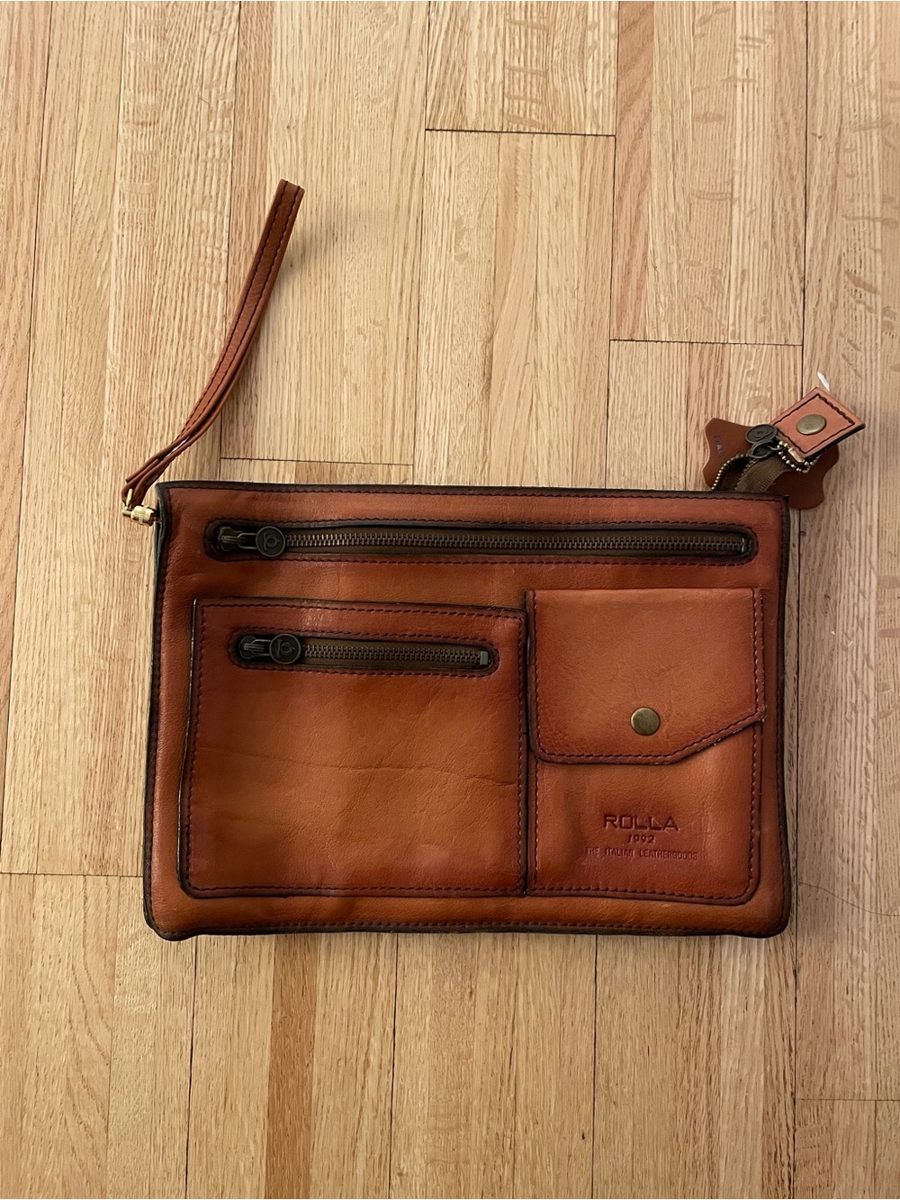 Vintage Brown Leather Clutch Bag